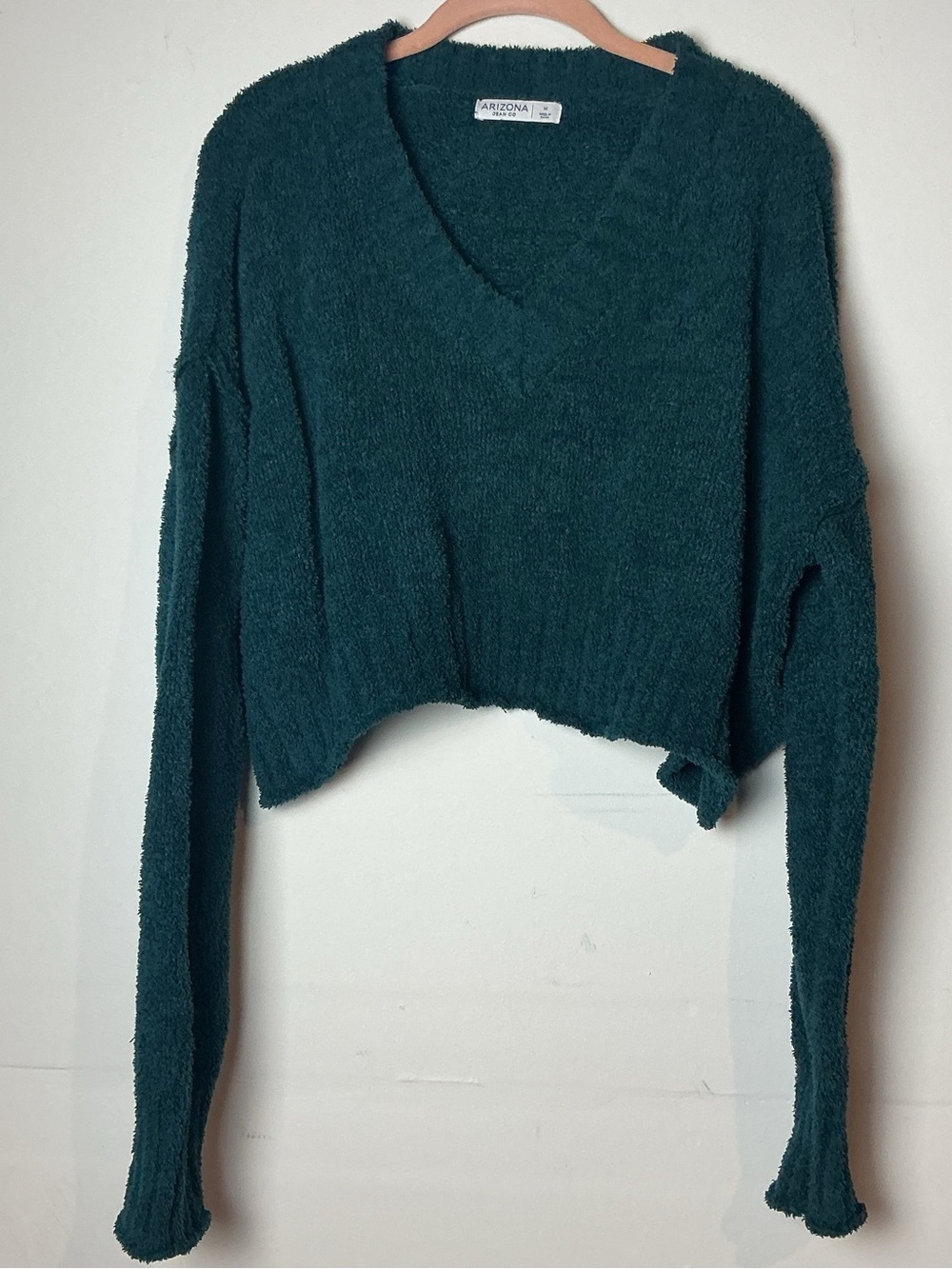 Arizona Jean Co Teal V-Neck Cropped Sweater Women’s Size M